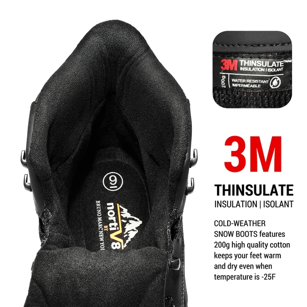 Men's Insulated Waterproof Snow Boots - BLACK - 2
